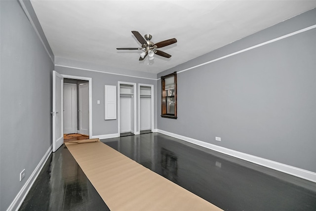 kitchen featuring hardwood / wood-style flooring and ceiling fan