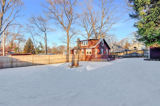 view of yard with a wooden deck