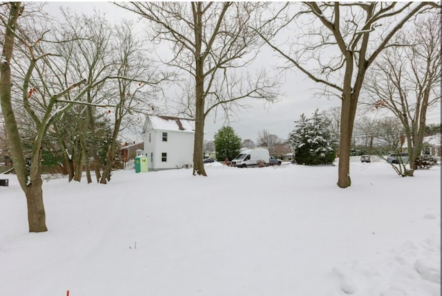 view of yard covered in snow