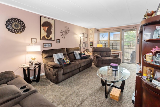 living room featuring carpet flooring