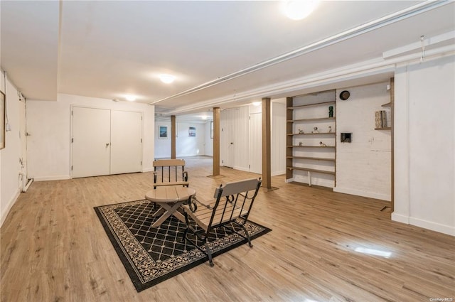 living area with light wood-type flooring