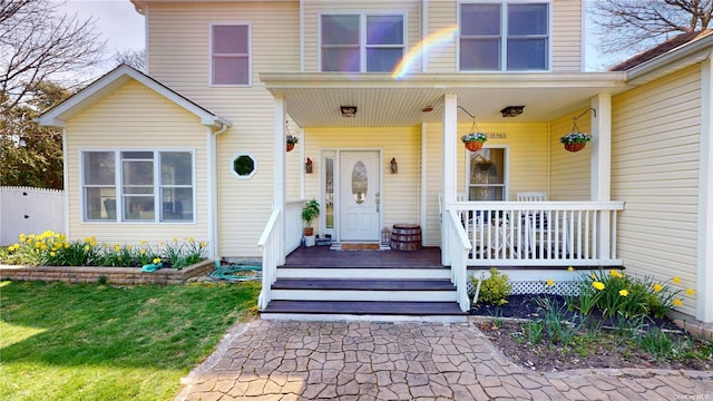 property entrance with a porch