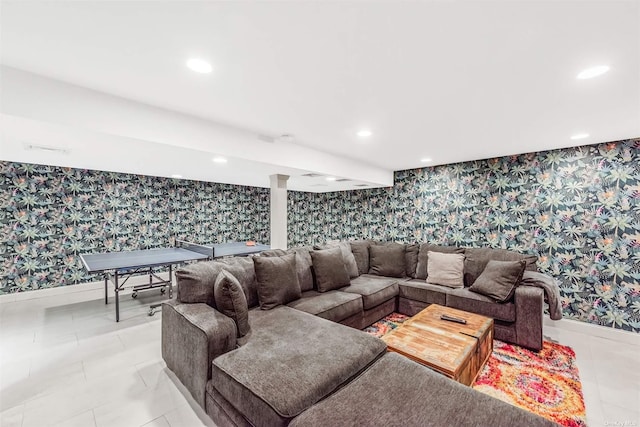 view of tiled living room