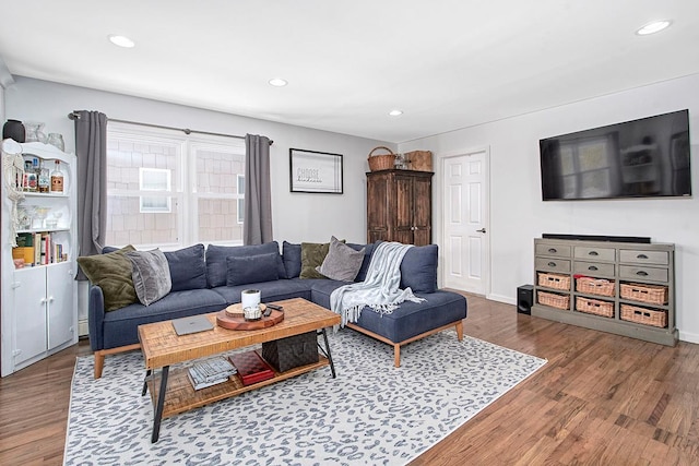 living room with hardwood / wood-style floors