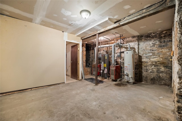 basement with gas water heater