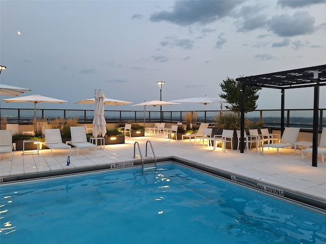 view of pool featuring a pergola