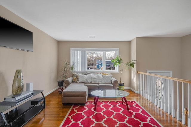 living room with hardwood / wood-style floors