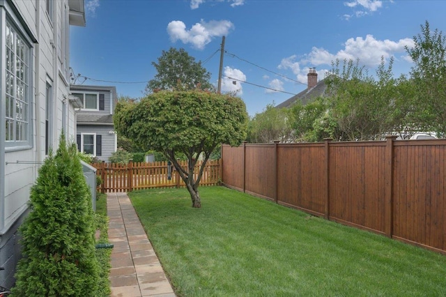 view of yard featuring a fenced backyard