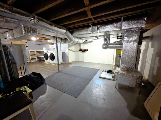 basement with independent washer and dryer