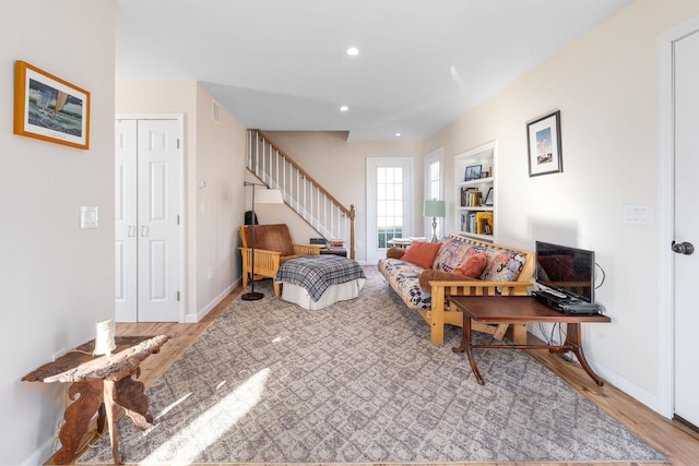 living room featuring light wood-type flooring