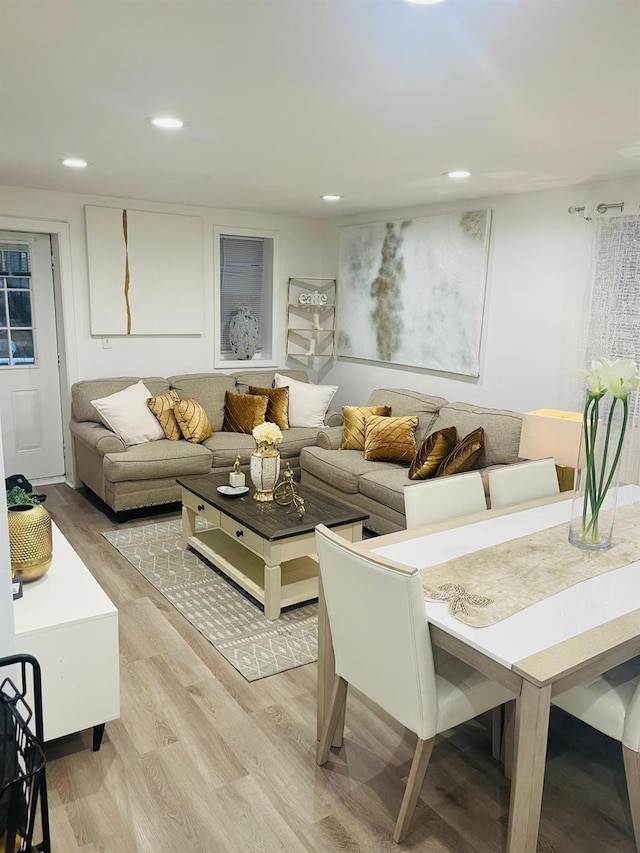 living room with light wood-type flooring