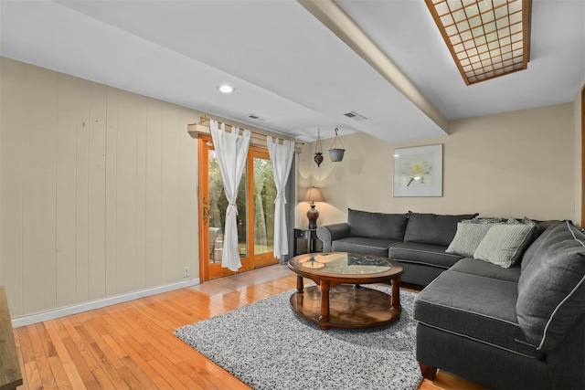 living room with hardwood / wood-style floors