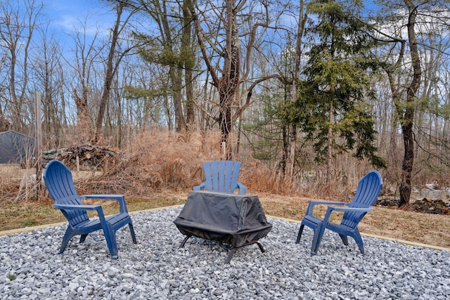 view of yard featuring a fire pit