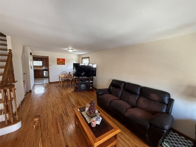 living room featuring hardwood / wood-style flooring