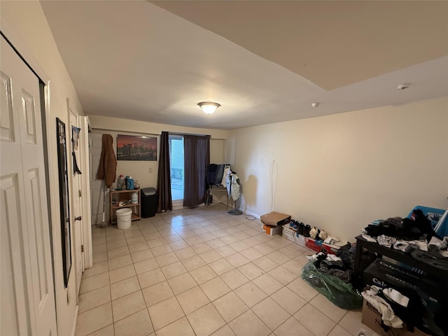 interior space featuring light tile patterned flooring