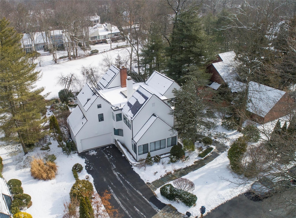 view of snowy aerial view