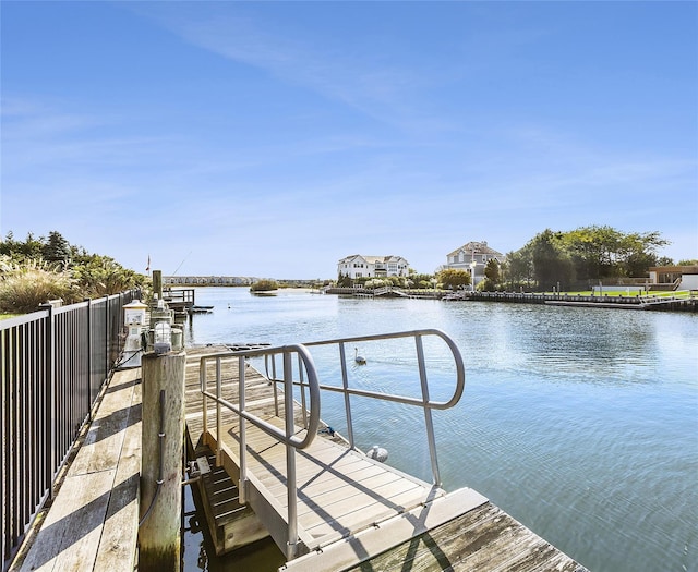 view of dock featuring a water view