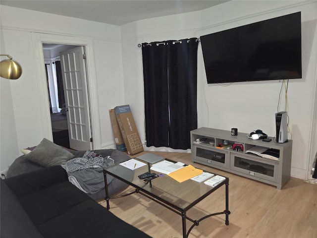 living room with hardwood / wood-style floors