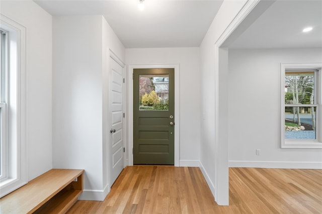 entrance foyer with light hardwood / wood-style flooring