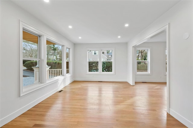 interior space with light hardwood / wood-style floors