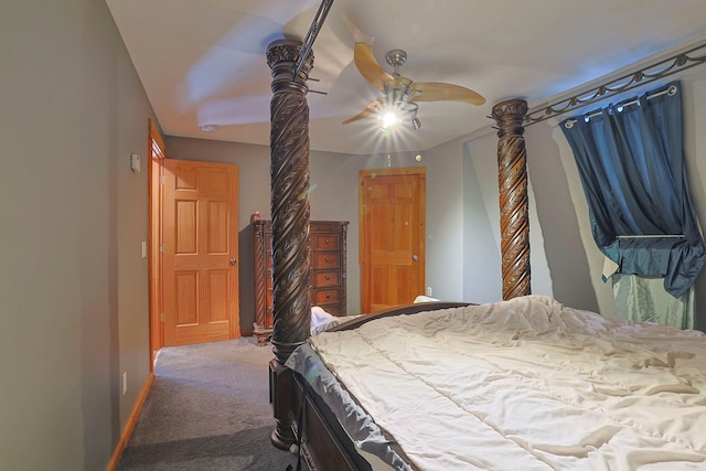 unfurnished bedroom with ceiling fan, baseboards, and carpet flooring