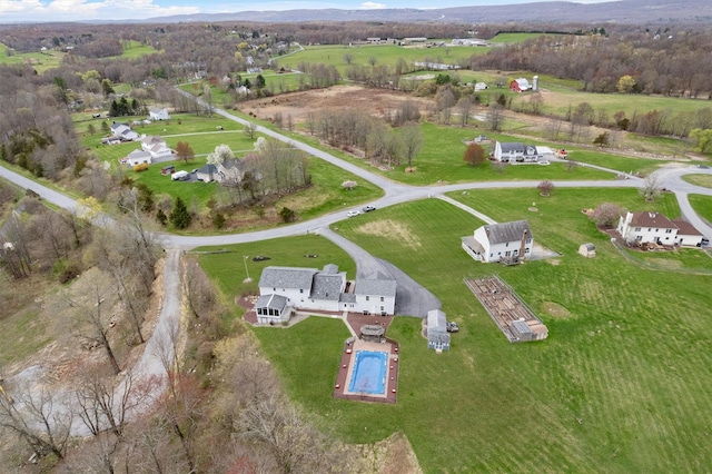 aerial view with a rural view