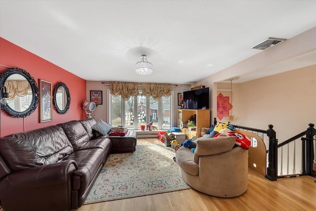 living room featuring light hardwood / wood-style flooring