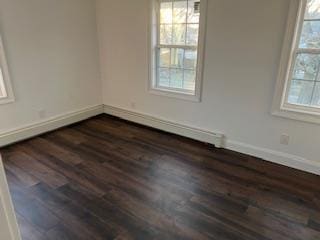 unfurnished dining area with dark hardwood / wood-style floors