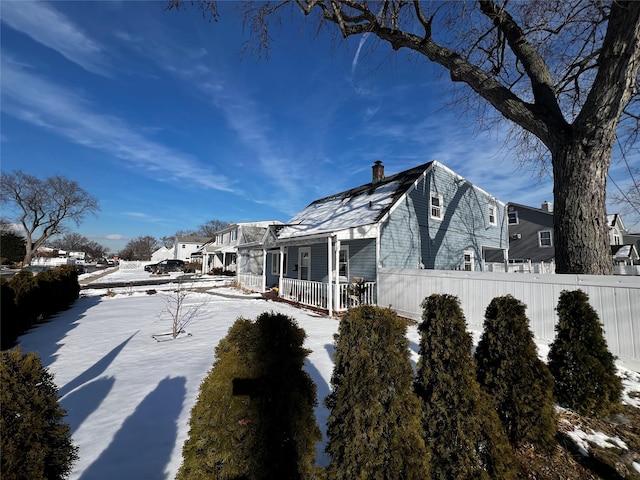 view of snow covered exterior