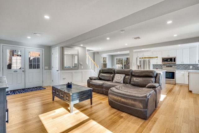 living room featuring light hardwood / wood-style flooring