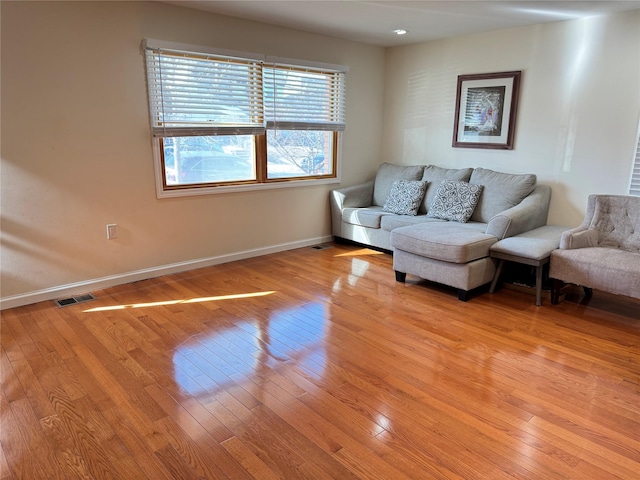 living room featuring light hardwood / wood-style flooring