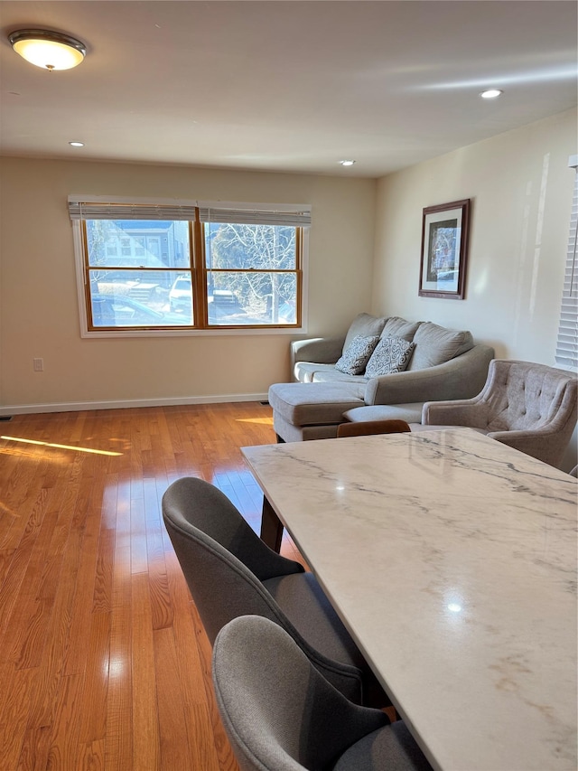 living room featuring light hardwood / wood-style flooring