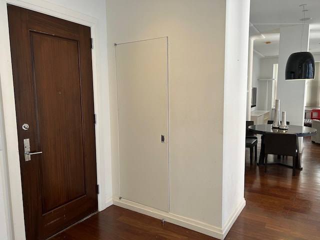 interior space with dark hardwood / wood-style flooring