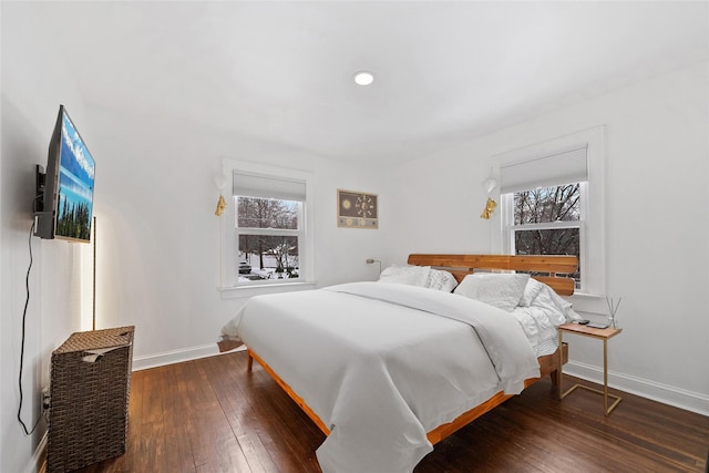 bedroom featuring dark hardwood / wood-style floors