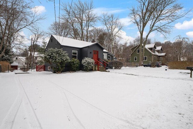 view of yard covered in snow