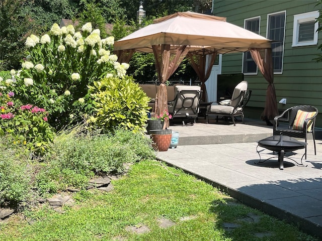 view of patio / terrace with a gazebo