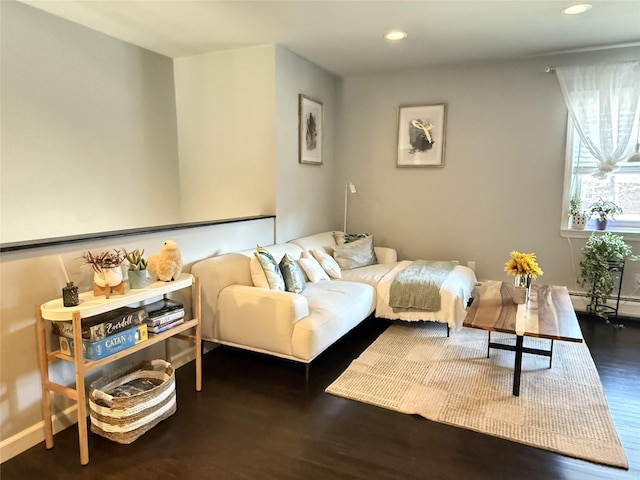 living room featuring dark hardwood / wood-style flooring