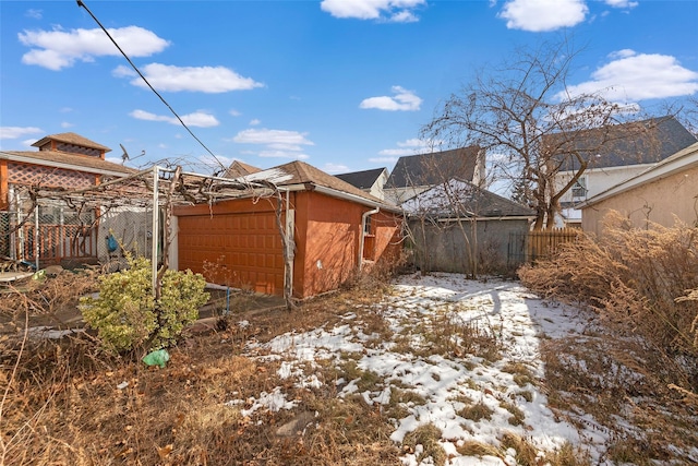 view of snow covered property