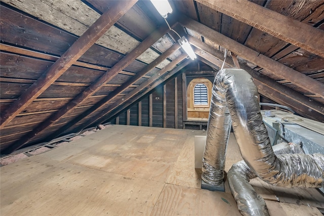 view of unfinished attic