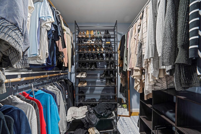 spacious closet featuring wood-type flooring