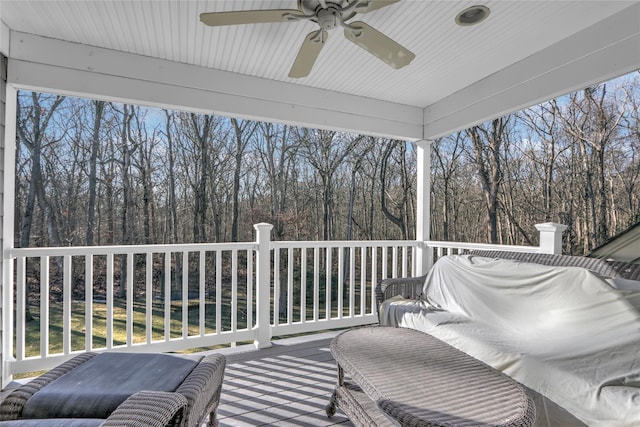 deck featuring ceiling fan