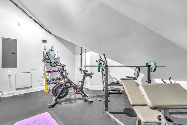 workout area with electric panel