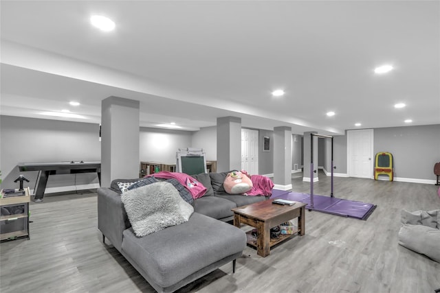 living room featuring light hardwood / wood-style floors