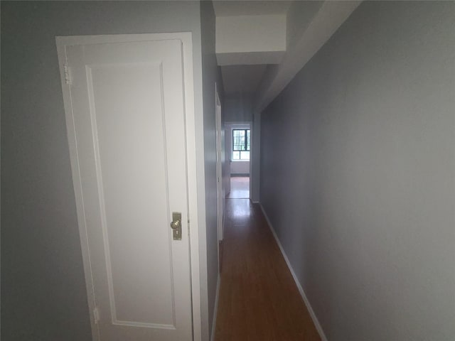 corridor with dark wood-type flooring