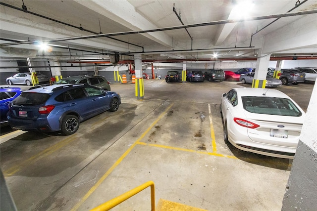 garage with a garage door opener