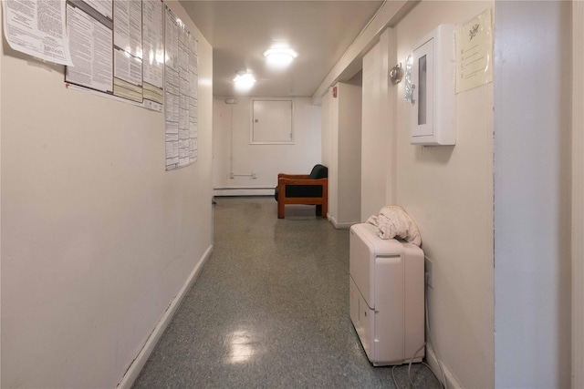 hallway featuring a baseboard radiator