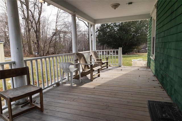 deck with a lawn