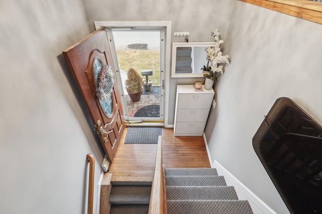 doorway with hardwood / wood-style floors