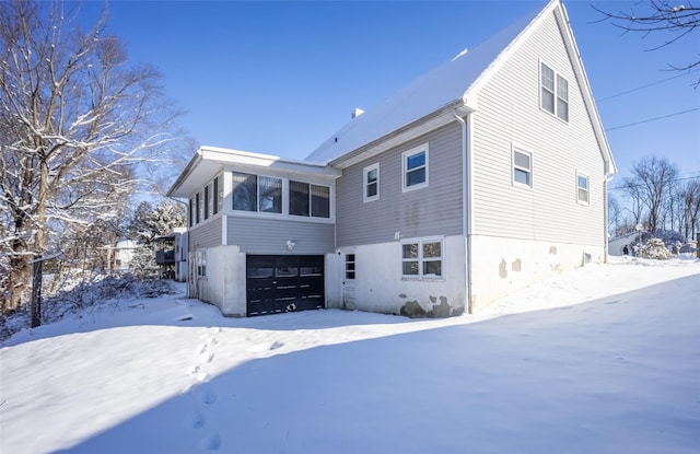 exterior space featuring a garage