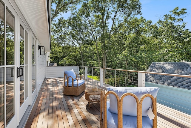 wooden terrace with french doors